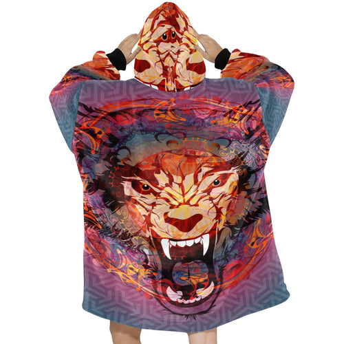 Men's Angry Lion Abstract Blanket Hoodie