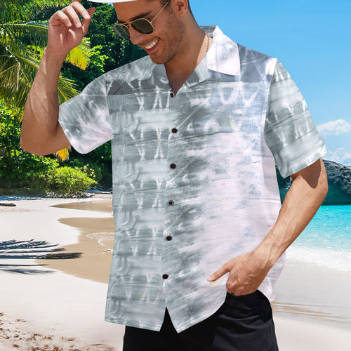 Men's Gray Tie-Dye Abstract Half Sleeve Shirt
