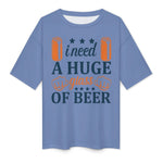 Men's Need Huge Beer Glass Typography Oversized T-shirt
