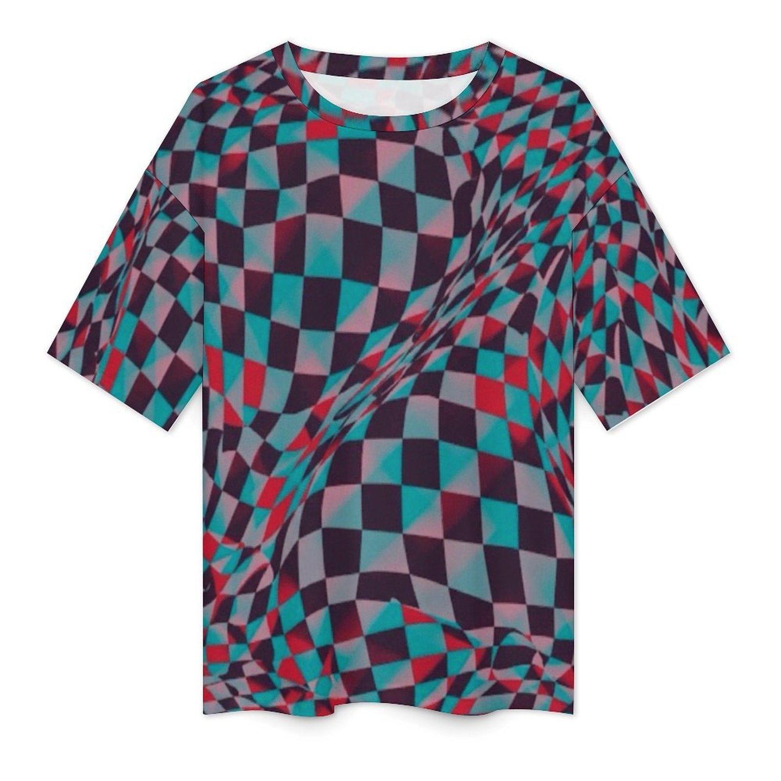 Women's Psychedelic Checker Acid & Punk Oversized T-shirt