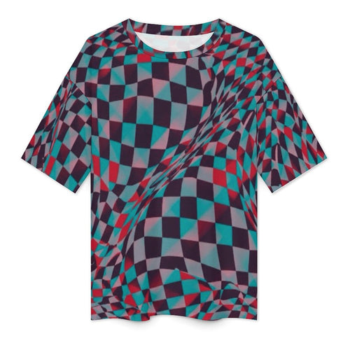 Women's Psychedelic Checker Acid & Punk Oversized T-shirt