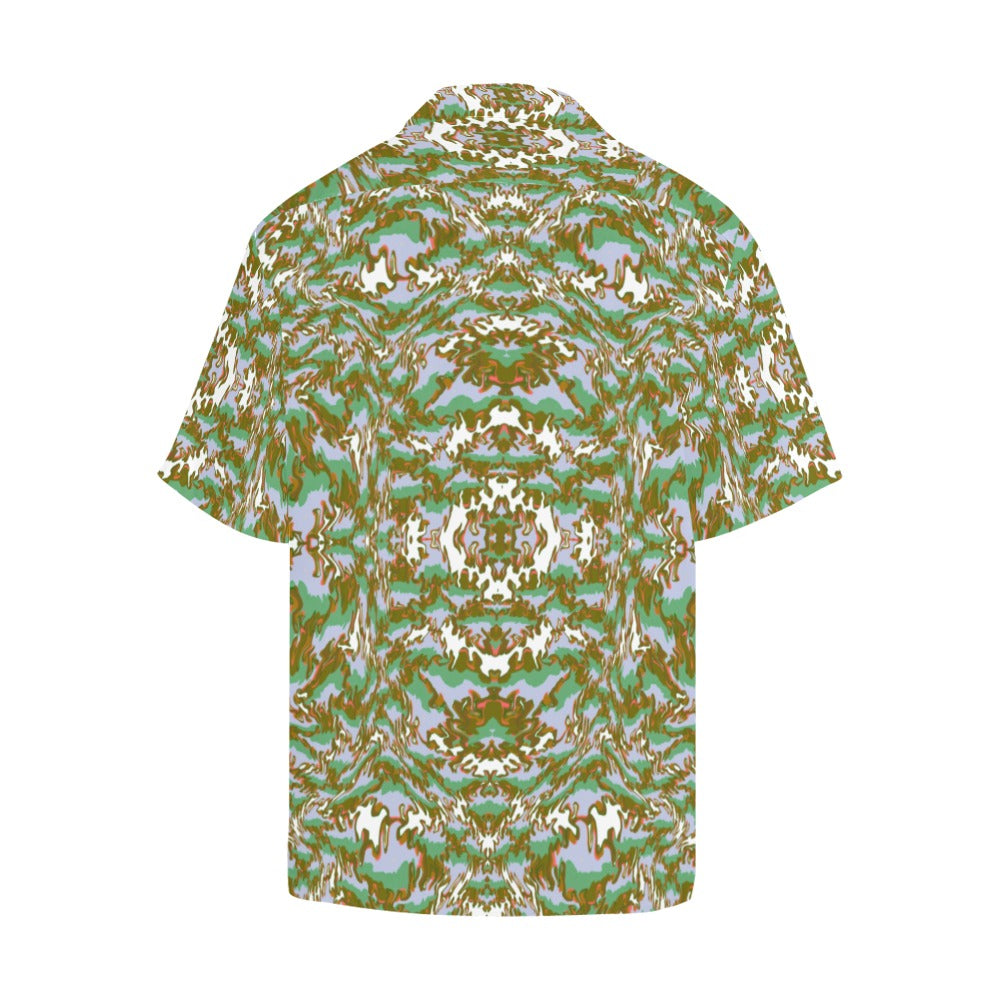 Men's Green Galactic Abstract Half Sleeve Shirt