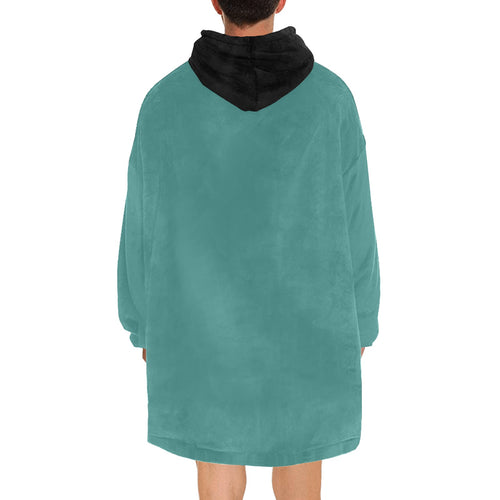 Men's Dark Cyan & Black Solid Blanket Hoodie