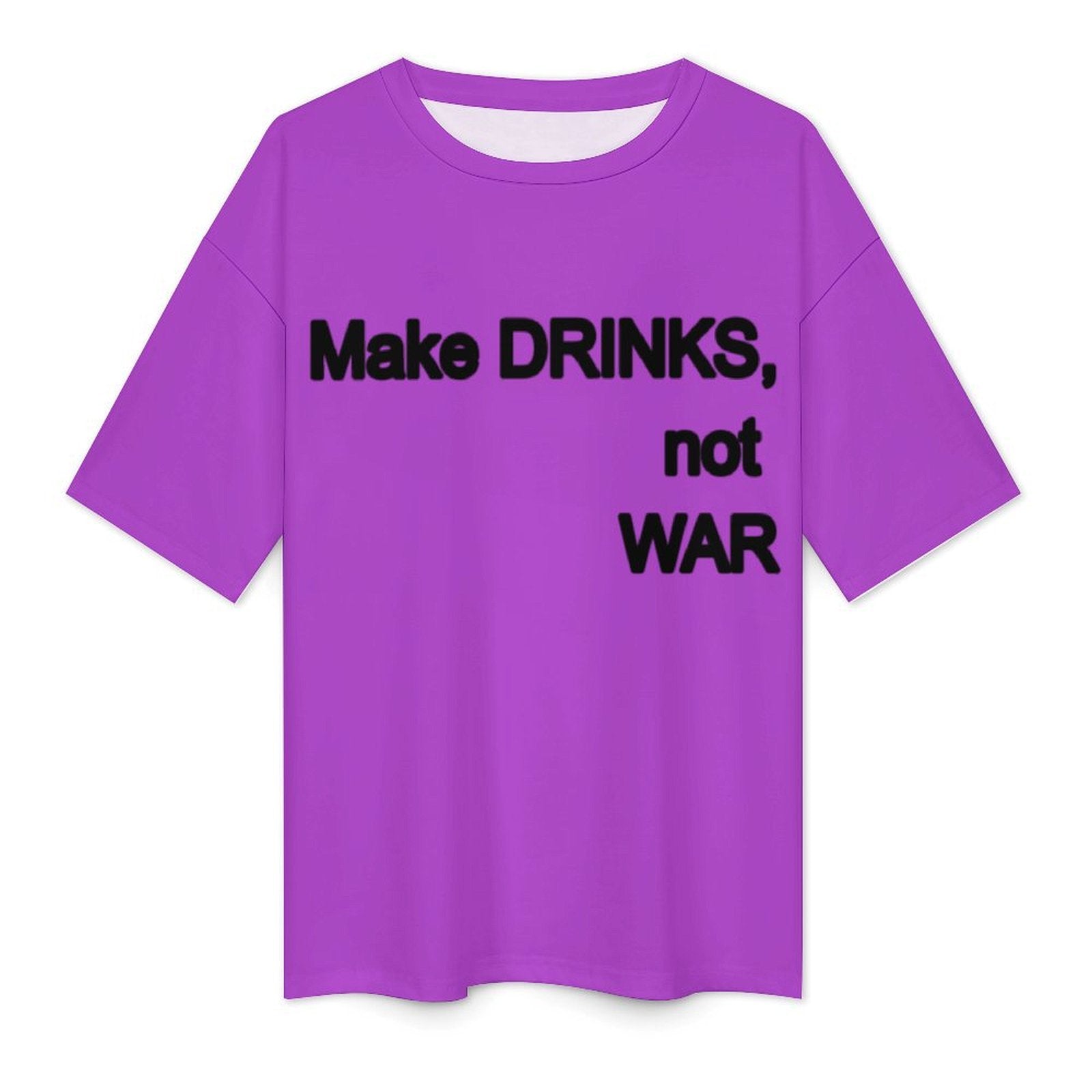 Men's Make Drinks Not War Typography Oversized T-shirt