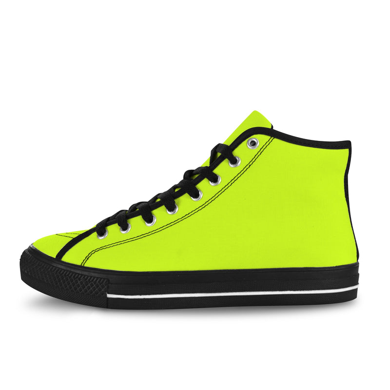Men's Fluorescent Yellow Solid High Top Shoes