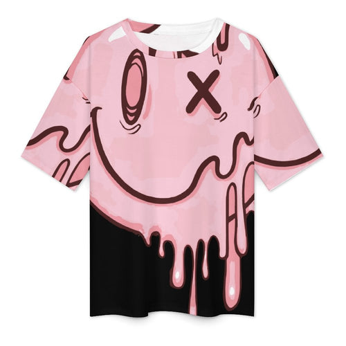 Women's Trippy Melting Smiley Acid & Punk Oversized T-shirt