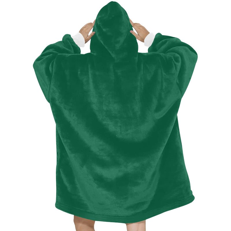 Women's Bottle Green Solid Blanket Hoodie