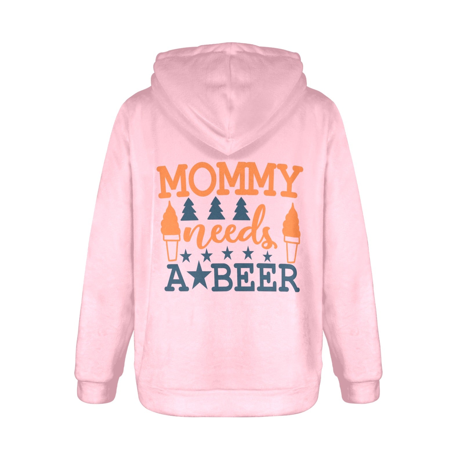 Women's Mommy Needs a Beer Typography Flannel Hoodie