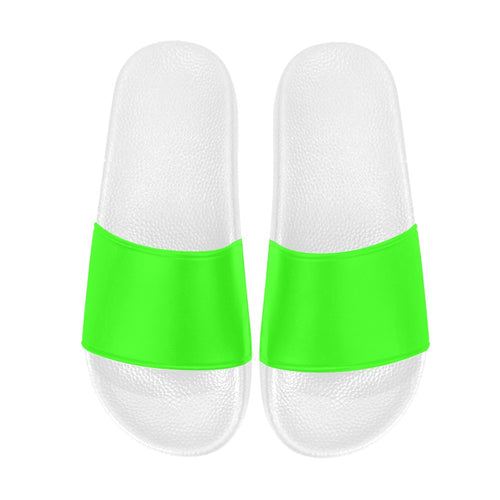 Women's Neon Green Solid Slider Sandals