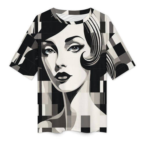 Women's Vintage Pin up Style Abstract Oversized T-shirt