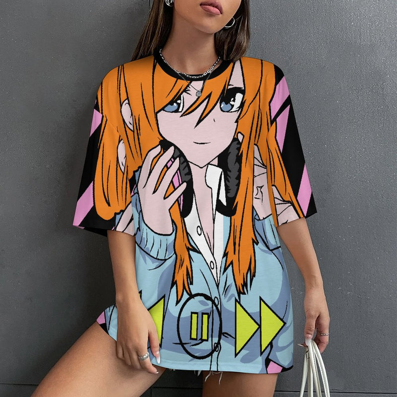 Women's Music Lover Anime Oversized T-shirt