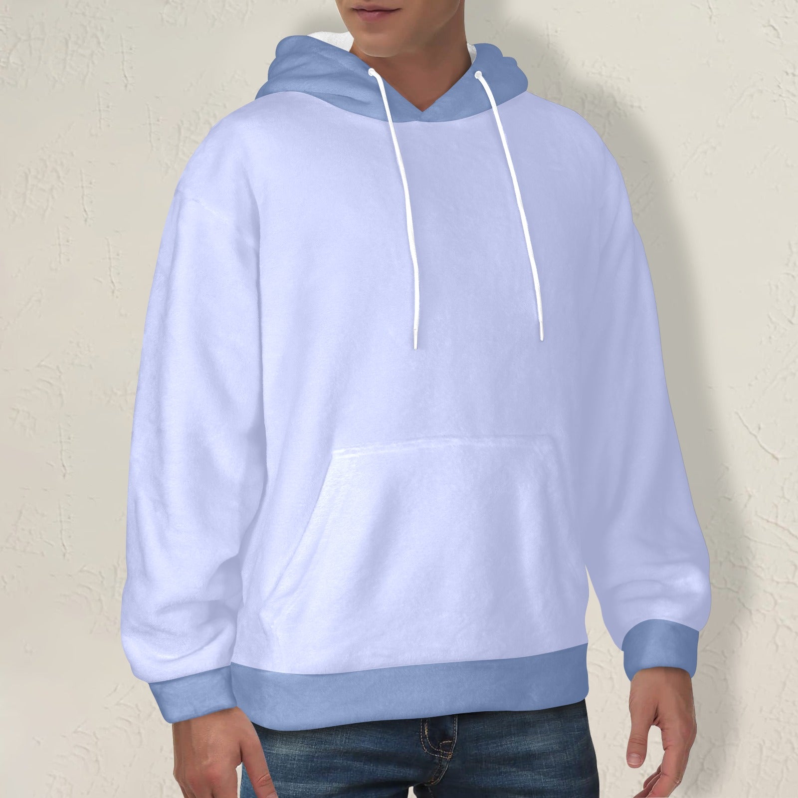 Men's Alice Blue & UCLA Blue Solid Flannel Hoodie