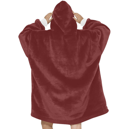 Women's Wine Solid Blanket Hoodie