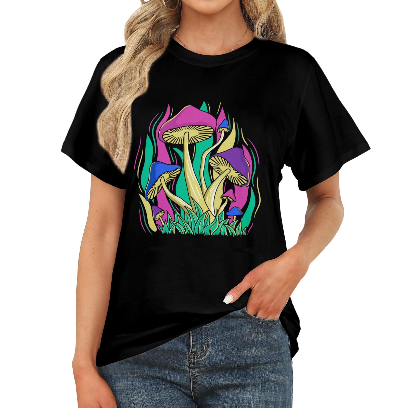 Women's Funky Mushroom Colony Acid & Punk Classic Fit T-shirt