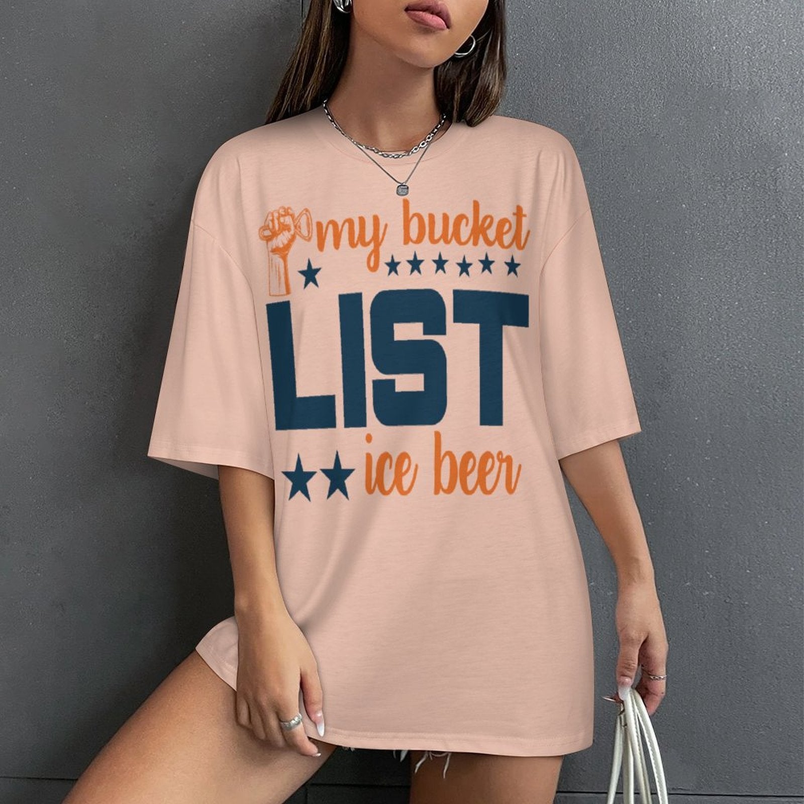 Women's My Bucket List Typography Oversized T-shirt