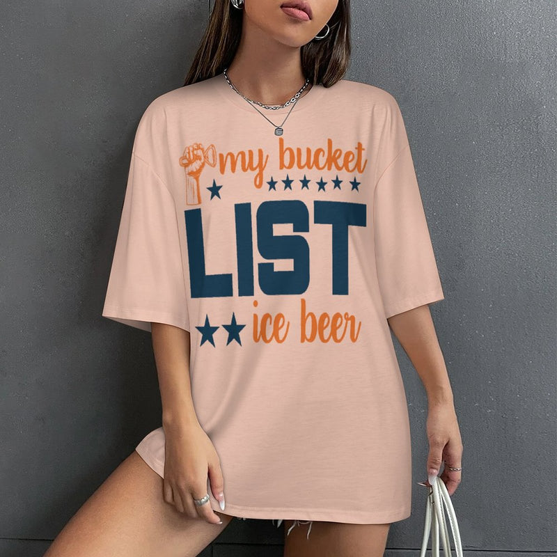 Women's My Bucket List Typography Oversized T-shirt