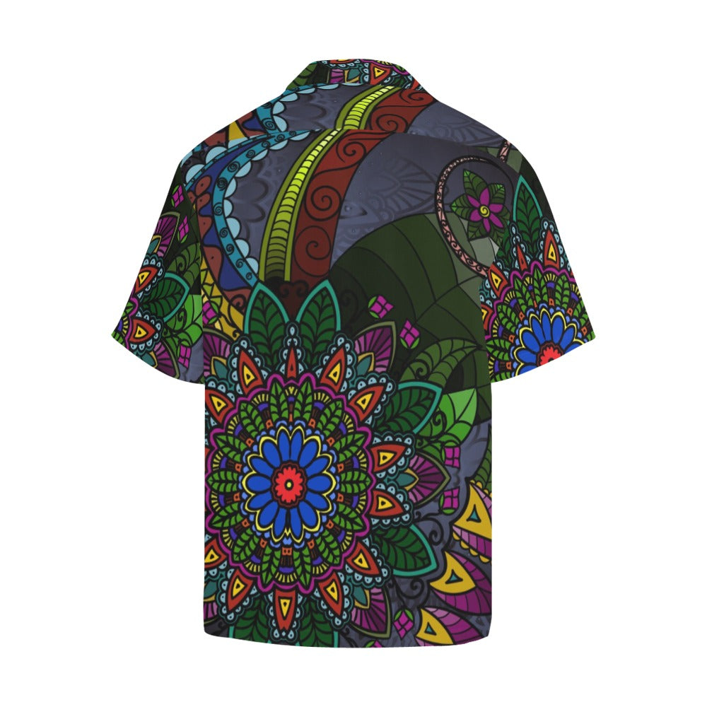 Men's Shady Mandala Burst Abstract Half Sleeve Shirt