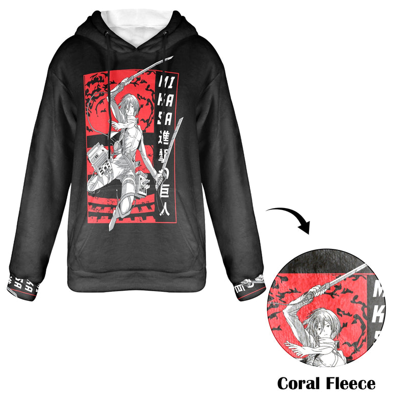 Women's Mikasa Attack on Titan Anime Flannel Hoodie
