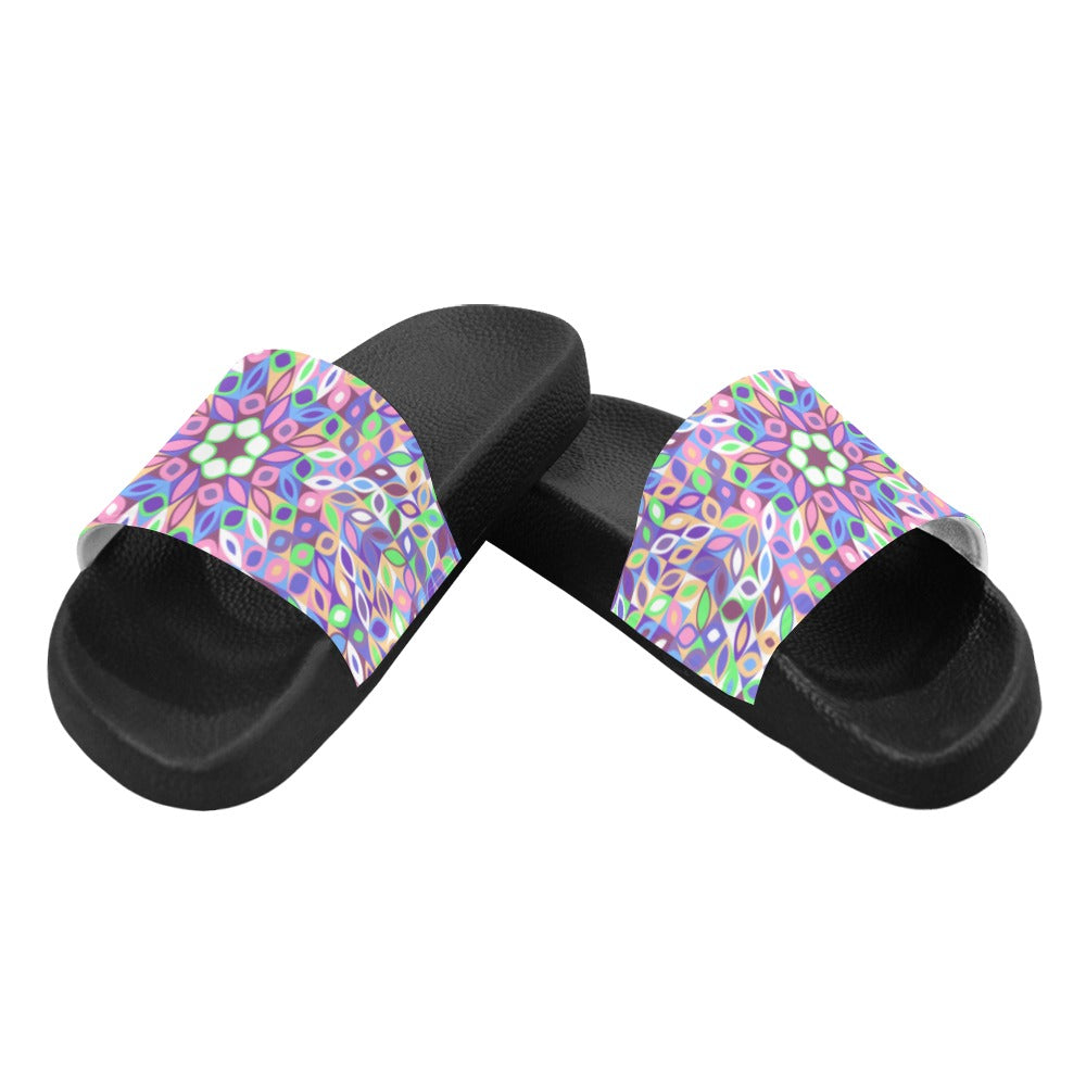 Women's Pastel Kaleidoscope Abstract Slider Sandals