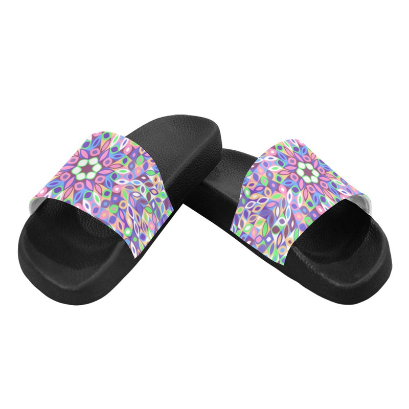 Women's Pastel Kaleidoscope Abstract Slider Sandals