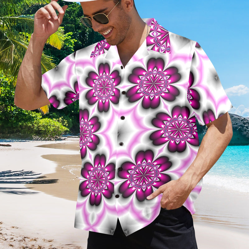 Men's Flower Spiral Abstract Half Sleeve Shirt