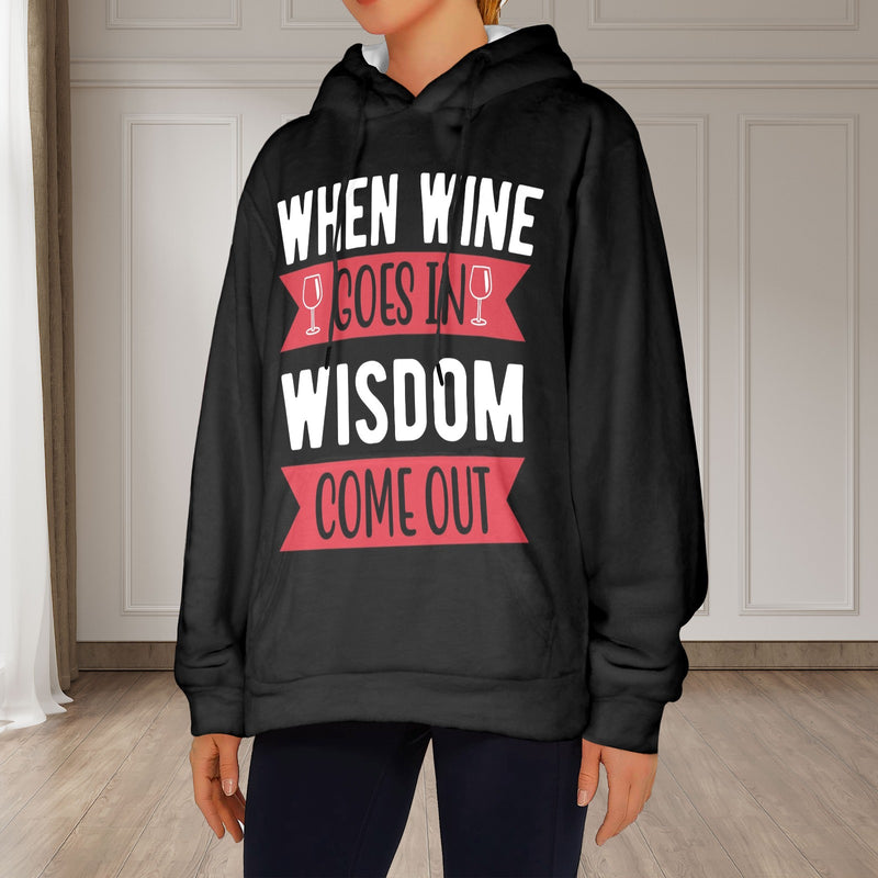 Women's Wine Lover Abstract Flannel Hoodie