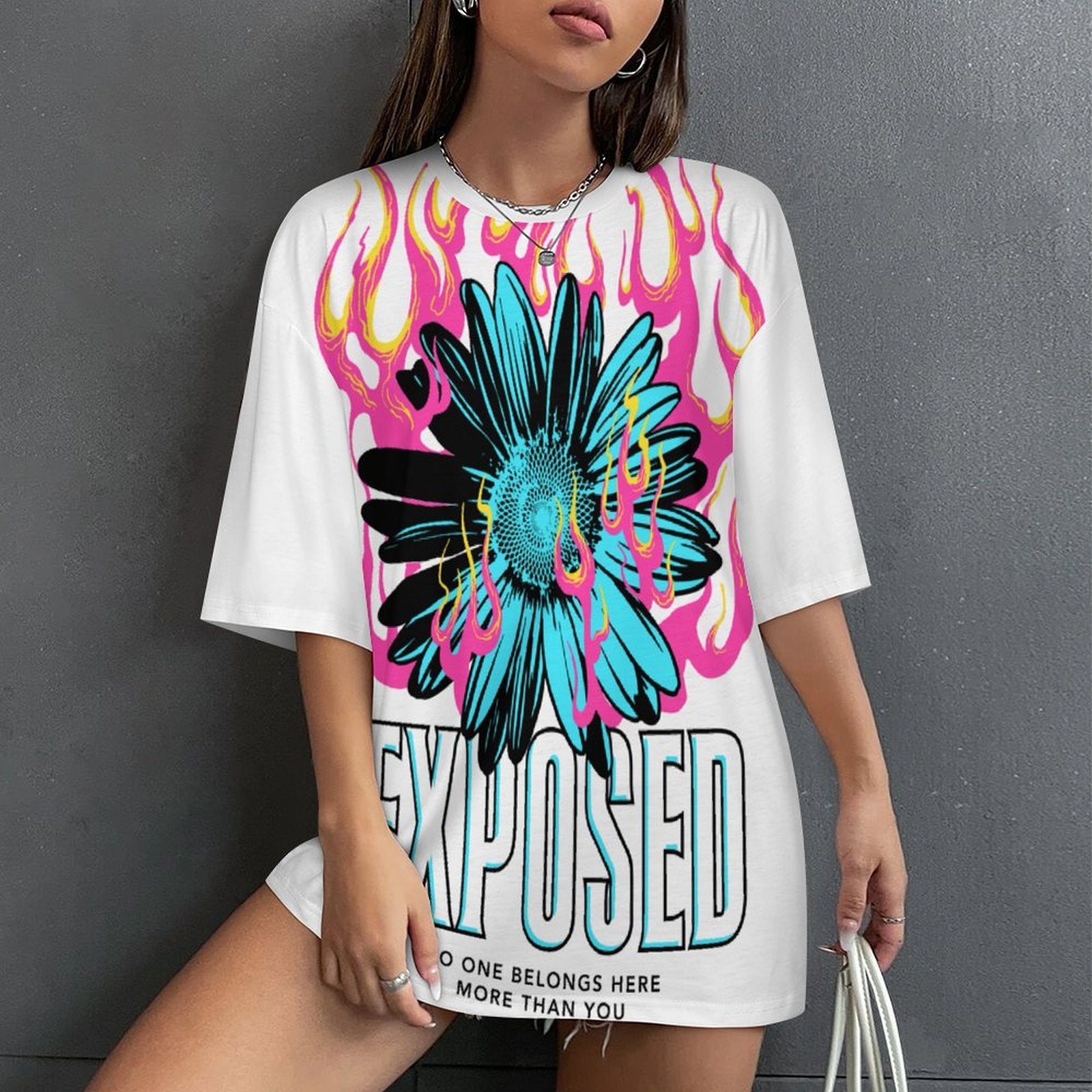 Women's Exposed Abstract Oversized T-shirt