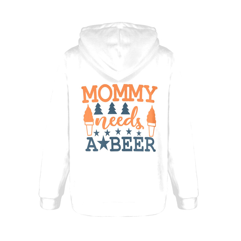 Women's Mommy Needs a Beer Typography Flannel Hoodie