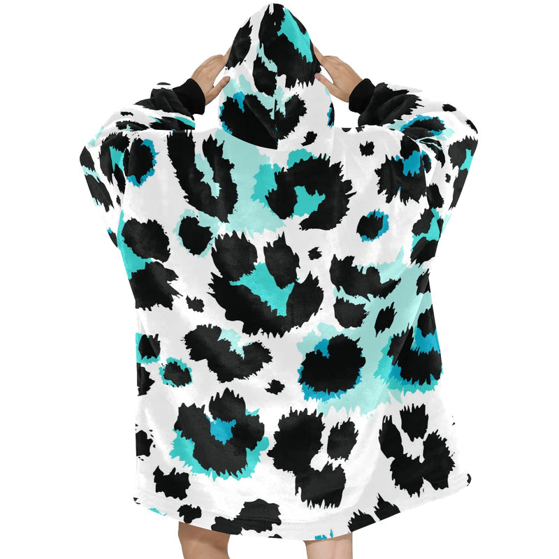 Men's Snow Leopard Print Abstract Blanket Hoodie