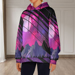Women's Cosmic Terrain Abstract Flannel Hoodie