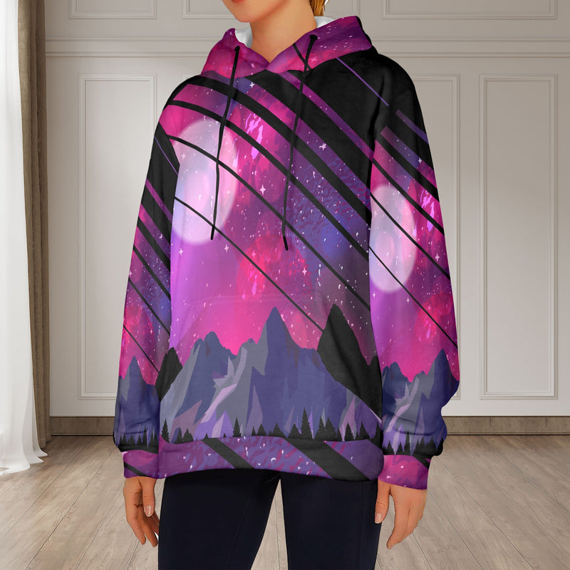 Women's Cosmic Terrain Abstract Flannel Hoodie