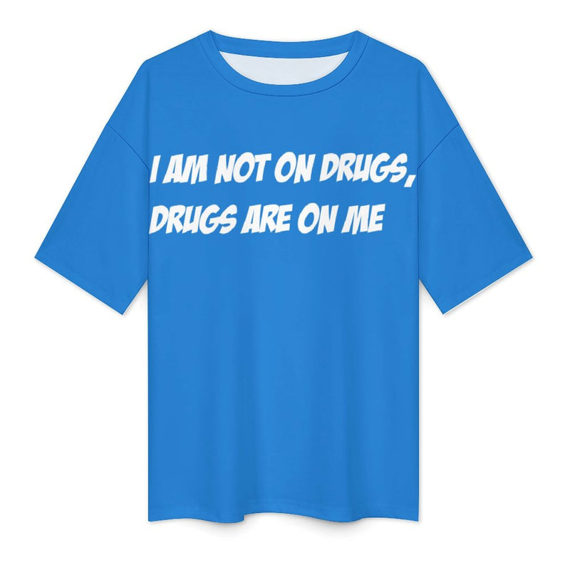 Men's Drugs on Me Typography Oversized T-shirt