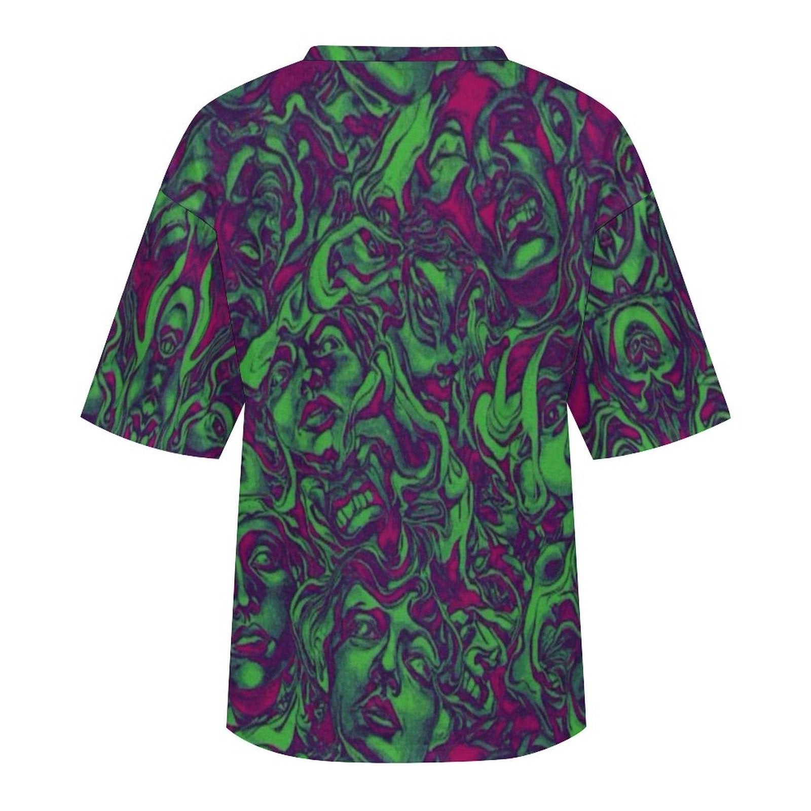 Women's Psychedelic Faces Acid & Punk Oversized T-shirt