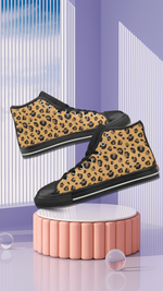 Women's Leopard Print High Top Canvas Shoes