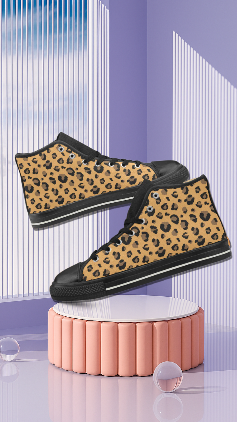 Women's Leopard Print High Top Canvas Shoes