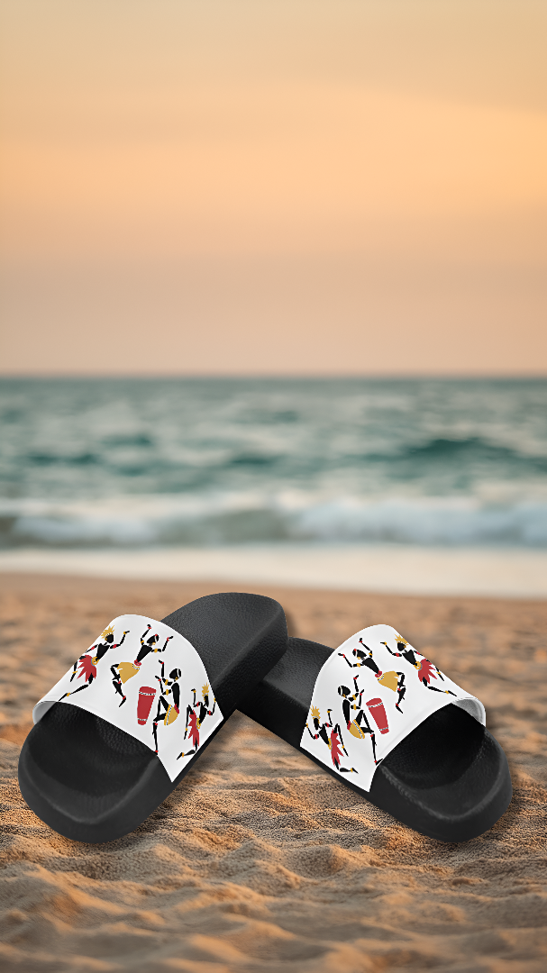 Men's Dancing Silhouette Tribal Print Sliders Sandal