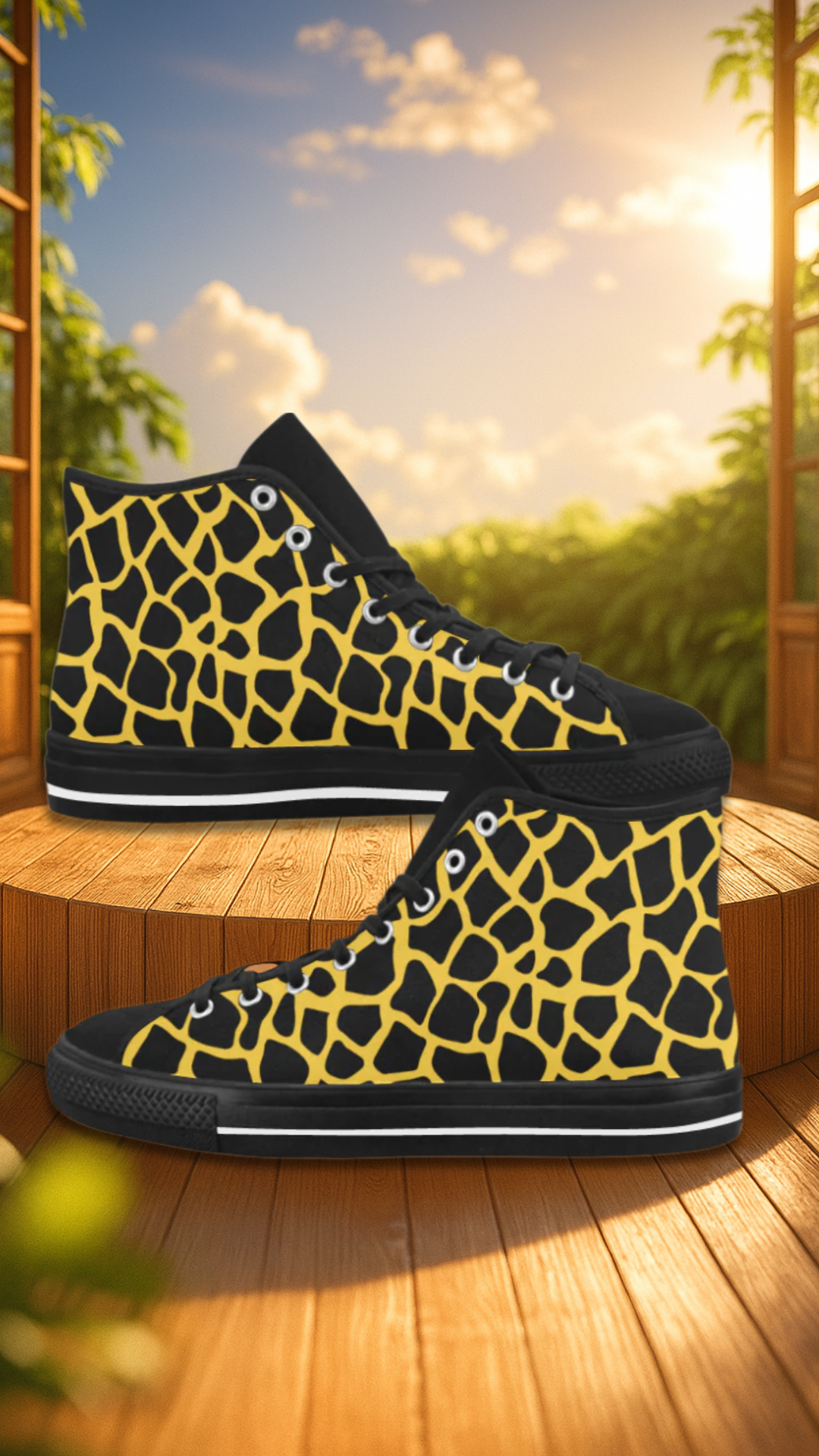 Women's Giraffe Print High Top Canvas Shoes