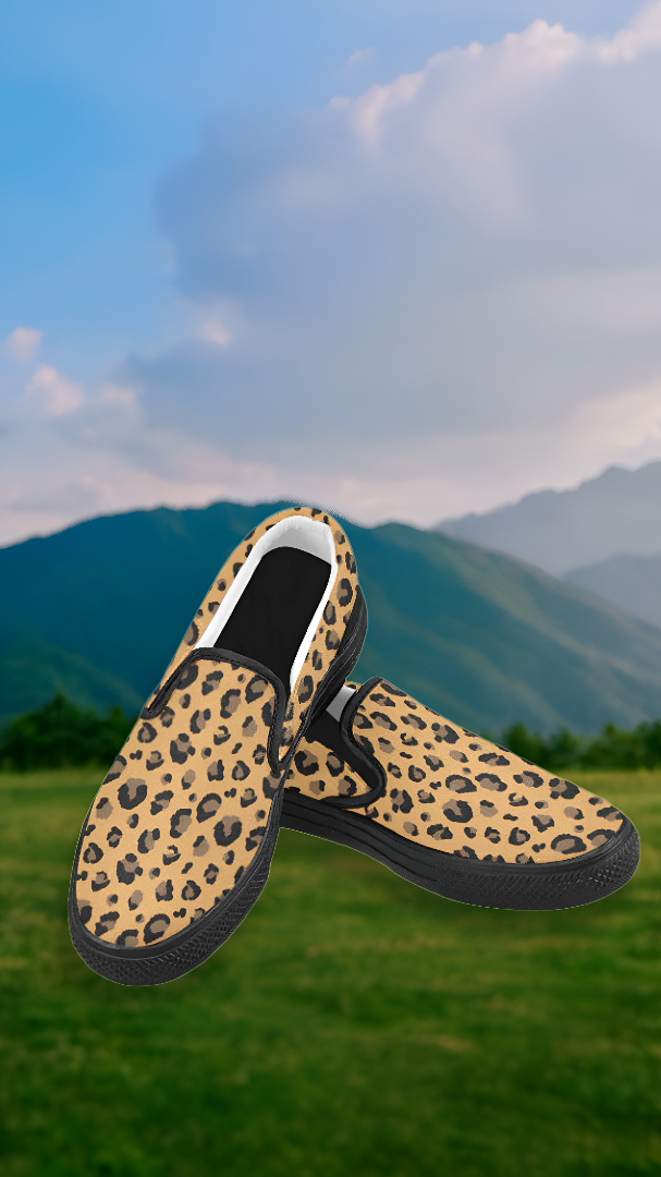 Men's Leopard Print Slip-on Canvas Shoes