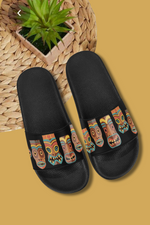 Men's Tribal Face Mask Print Sliders Sandal