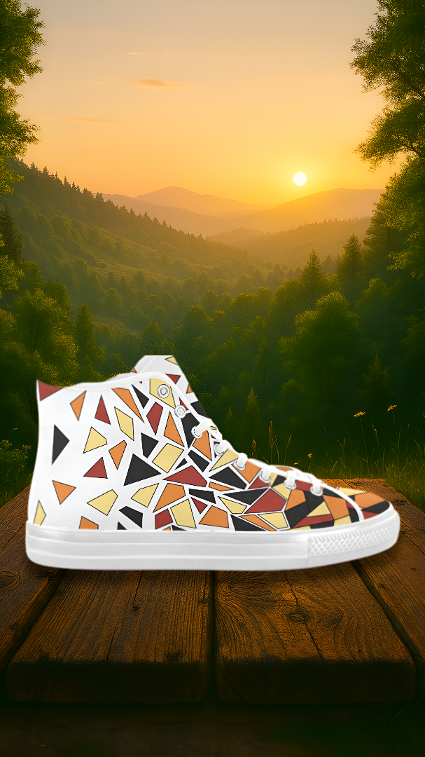 Men's Diffuse Geometrical Print High Top Canvas Shoes