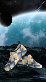 Men's Blue-Yellow Scales Geometrical Print Barefoot Canvas Shoes