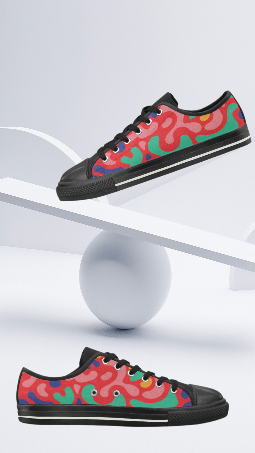 Men's Amoeba Camouflage Print Low Top Canvas Shoes
