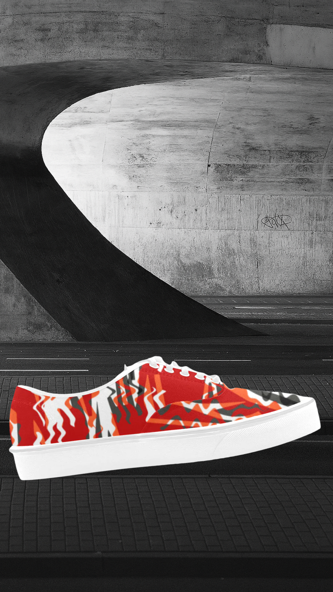 Men's Crimson Red Doodle Print Canvas Low Top Shoes