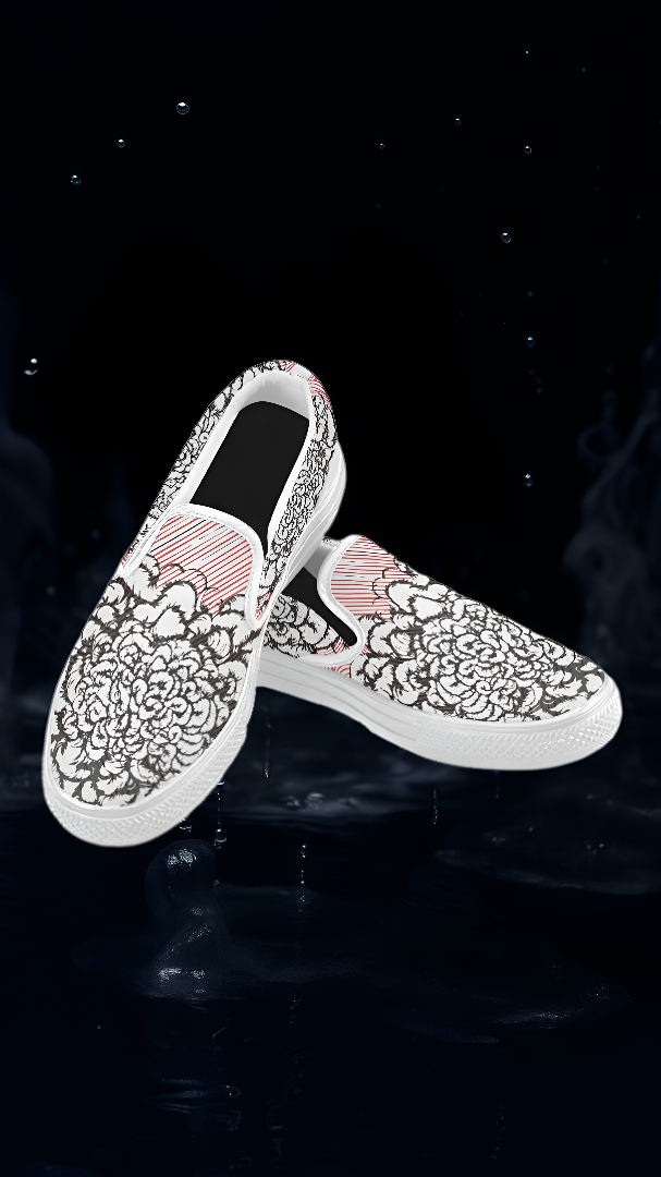Men's Scribble Doodle Print Canvas Slip-on Shoes