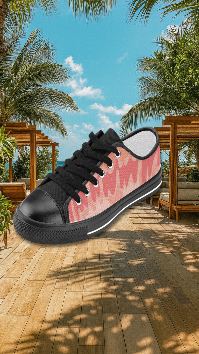 Women's Dripping Paint Splatter Print Low Top Canvas Shoes