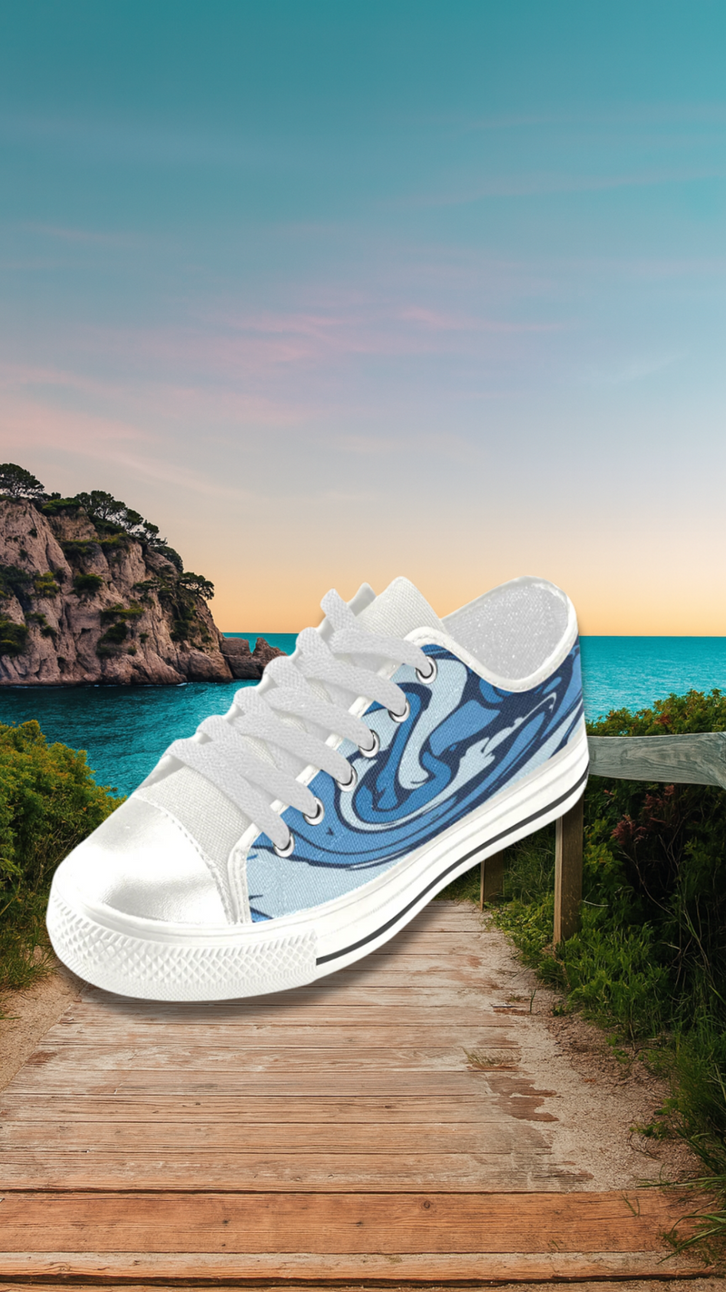 Women's Flowing Paint Splatter Print Low Top Canvas Shoes