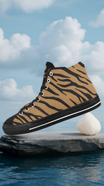 Men's Tiger Face Print High Top Canvas Shoes