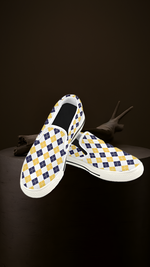 Men's Diagonal Checks Print Slip-on Canvas Shoes