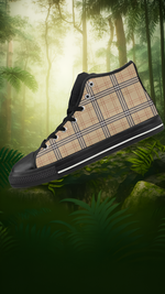 Men's Vintage Plaids Checks Print High Top Canvas Shoes