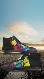 Men's Holi Paint Splatter Print Canvas High Top Shoes